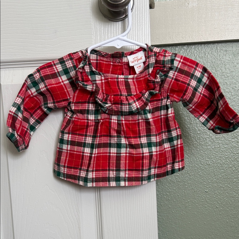 Cat & Jack Red and Green Plaid Baby Shirt